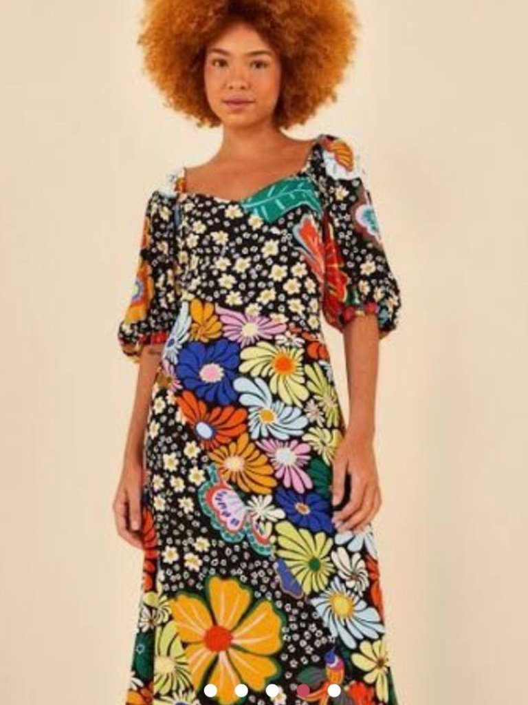 Farm Rio Solar Daisy Patch Cropped Maxi Dress M Nwt - Brazil Line Exclusive!!